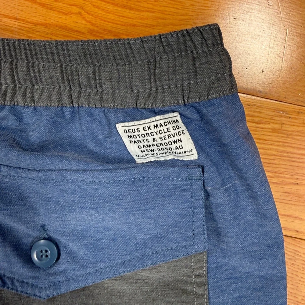 Deus‎ Ex Machina Mens Blue Heather Board Shorts Swim Trunks XXL Elastic Waist